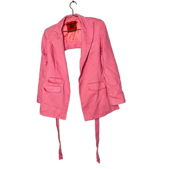 THEBE MAGUGU Bubblegum Pink Backless Single-Breasted Blazer Size XS - Picture 4 of 11